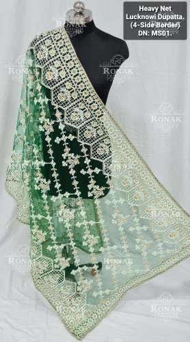 Fancy Designer Net Lucknowi Dupatta