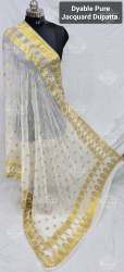 White Dyable Pure Jacquard Dupatta