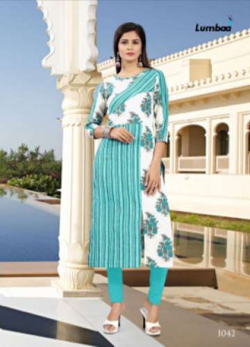 White Cotton Long Kurtis J-1042