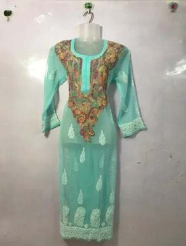 Designer Long Chikan Embroidered Kurti 