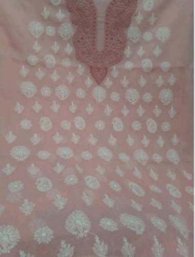 Light Pink Chikan Dress Material In Lucknow  by Kirti Creations