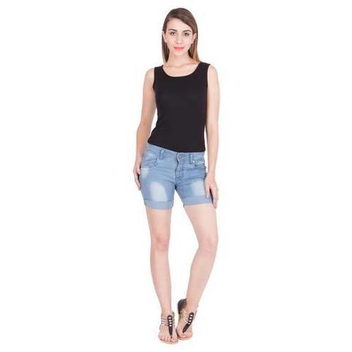 Ladies Denim Light Blue Hot Pant