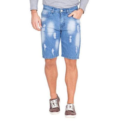 Mens Blue Denim Ripped Capri