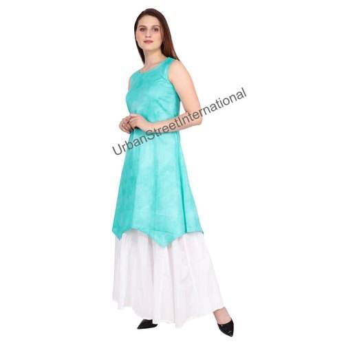 Blue square neck kurti set – Garvili