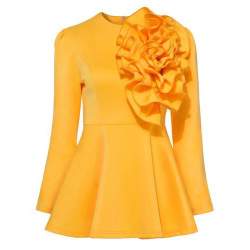 Designer Rose Flower yellow Western Top for girls 