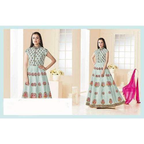 half sleeve anarkali suit by AM Collection
