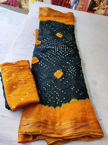 Cotton Bandhani Saree for Ladies by Khatushyam Creations