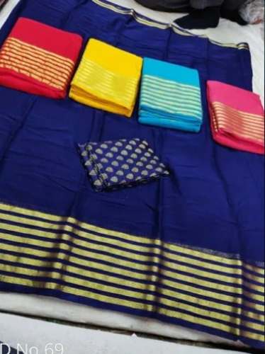 New Collection Blue Kolkata Banarasi Saree For Women by Khatushyam Creations