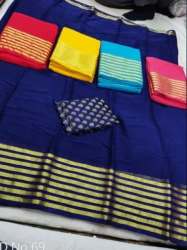 New Collection Blue Kolkata Banarasi Saree For Women