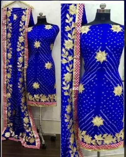 Rajasthani Style Bandhej Gota Patti suit Material  by Khatushyam Creations