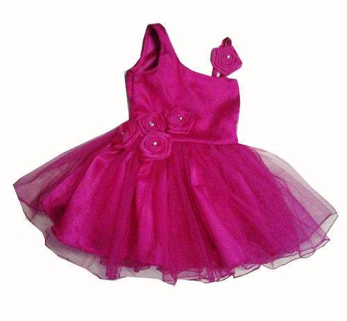 Kids Girls Pink Designer Frock by Avikalp Fashion