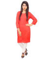 Cotton Red Embroidered Kurti