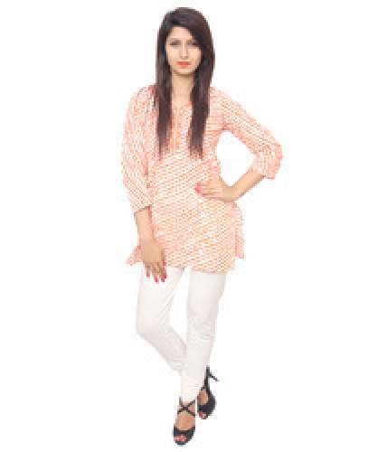 Orange Printed Kurti