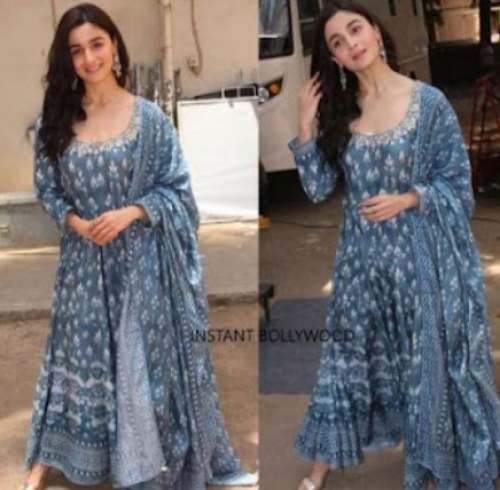 New Blue Anarkali Suit Set For Ladies