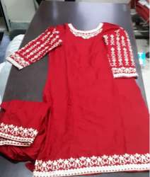 New Collection Red Kurti Pant Set For Women