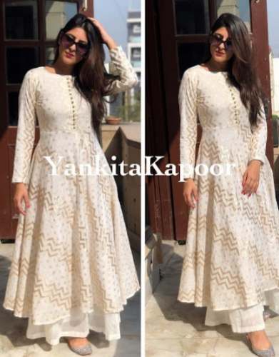 Off White Kurti Palazzo Set For Women