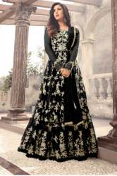 Designer Black Color Long  Gown With Fany Work