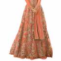 Designer Orange Color Long  Gown With Fany Work thumb 1