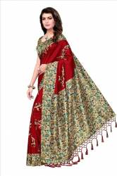 maroon kalamkari saree