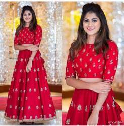 New Party Wear Red Embroidery Work Lehenga Choli