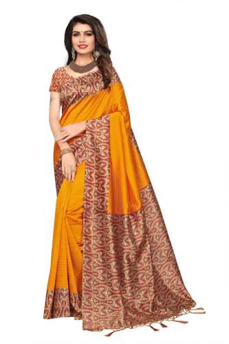 orange print saree
