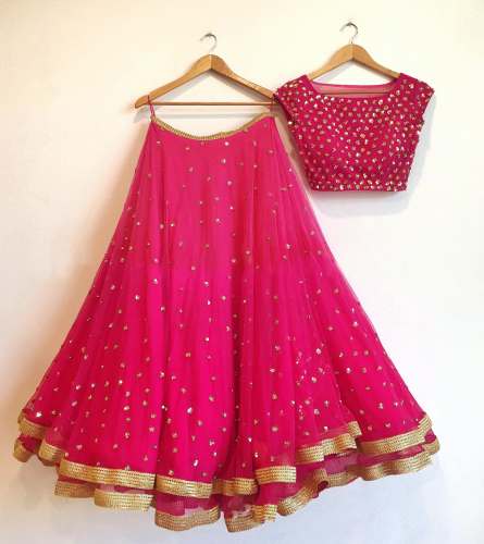 Party Wear Pink Embroidery Work Lehenga Choli by Namastey Fashion