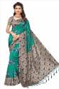 sea green kalamkari printed saree