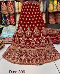 Semi Stitched Velvet Bridal Wedding Lehenga 