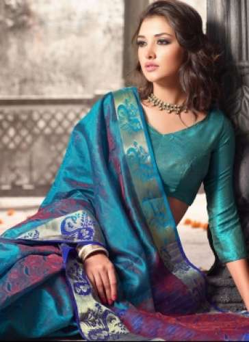 Printed Uppada Silk Saree by indigo mart