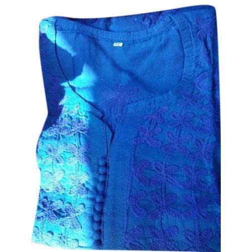 Ladies Blue Embroidered Kurti