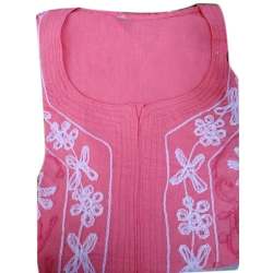 Ladies Pink Embroidered Kurti