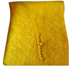 Ladies Yellow Embroidered Kurti