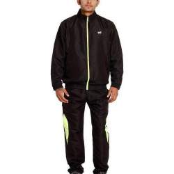 Men Black Polyester Tracksuit