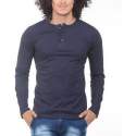 Men Henley Blue T-Shirt