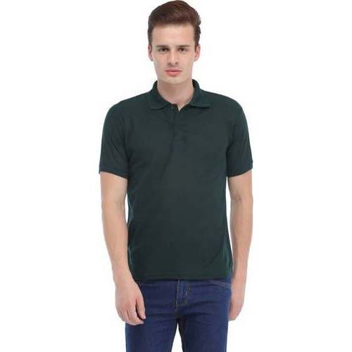 Men Polo Neck Dark Green T-Shirt