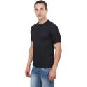 Solid Men Round Neck Black T-Shirt thumb 2