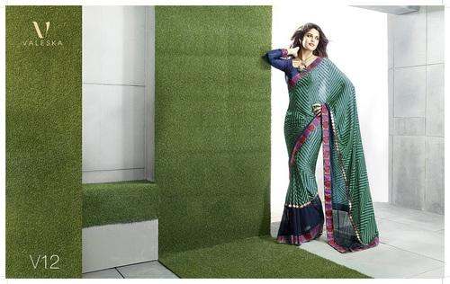 modern net pleats printed saree by Vaaman Creation
