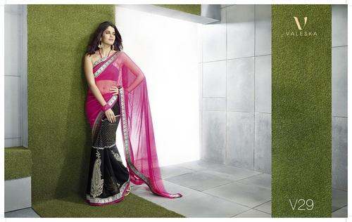 simple border half half saree by Vaaman Creation