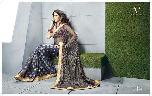 stylish printed border saree by Vaaman Creation