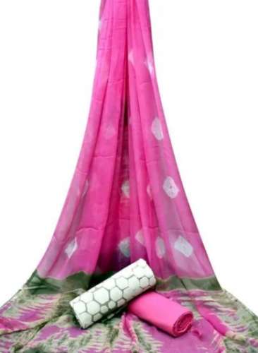 Ladies Printed Cotton Suit With Chiffon Dupatta  by Pooja Handicraft