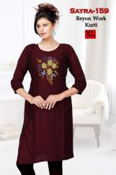 Sayra Pretty Rayon Work Kurti 