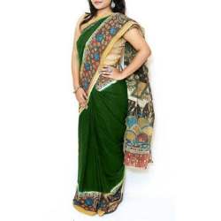 Designer Green Cotton Printed saree