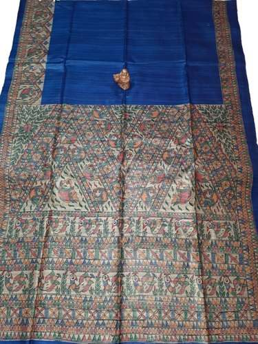 Madhubani Print Ghicha Tussar Silk Saree by sandeep textiles