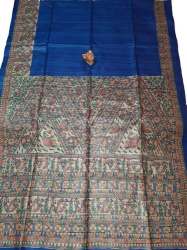 Madhubani Print Ghicha Tussar Silk Saree