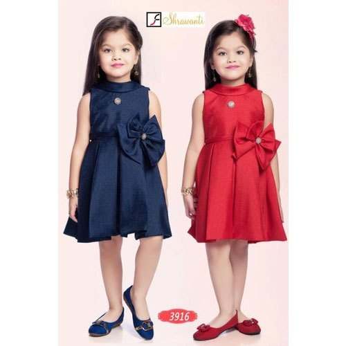 Plain rayon Party wear Kids Girl frock  by Shrawanti Apparels