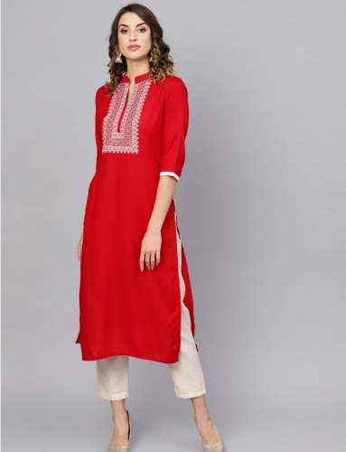 Libas Brand Embroidered Rayon Kurta