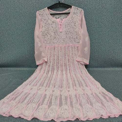 Light Pink Lucknowi Chikan Kurti  by Noor Fashion Hub