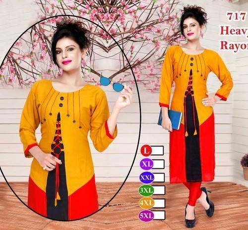 Regular Wear Rayon Kurti  by Noor Fashion Hub