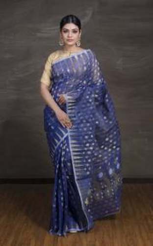 Designer Jamdani Blue Saree