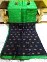 Matka Tussar Saree in Green and Black